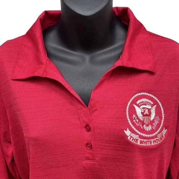 VTG 80s The White House Embroidered Red Popover Two Button Up Top Women’s M - Picture 3 of 9